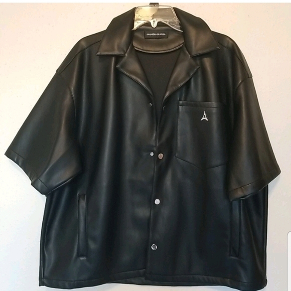 Maniere De Voir Mens Jacket Vegan Leather Size L Half Sleeves Like New - Picture 9 of 10